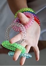 beautiful small stretchy coil rainbow six chewable bracelets for babies